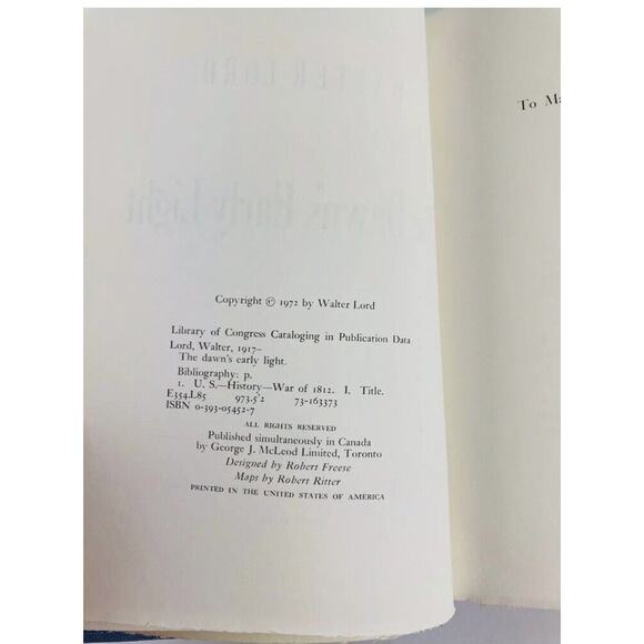The Dawn's Early Light by Walter Lord 1972 First Edition - War of 1812 - Picture 3 of 11
